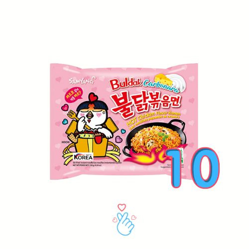10X Samyang Buldak Korean Noodles Hot Chicken Ramen Carbonara pink